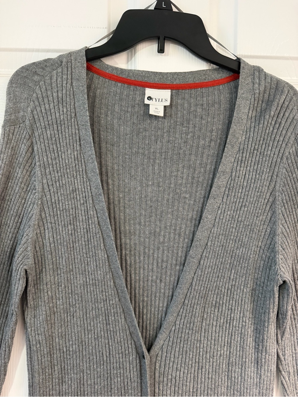 STYLUS Grey Ribbed Longline Button-Front Cardigan - Picture 9 of 9